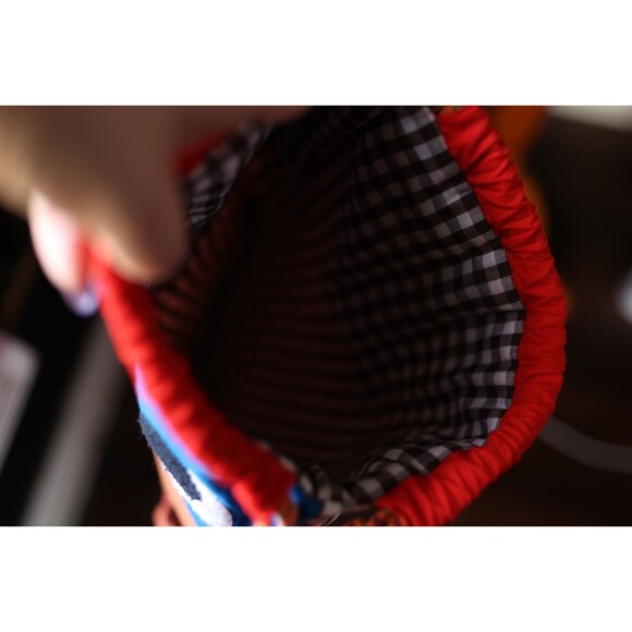 Hand Made Quilt Style Fish Purse Bag Drawstring Backpack Hippy Eclectic Quirky - Picture 10 of 11